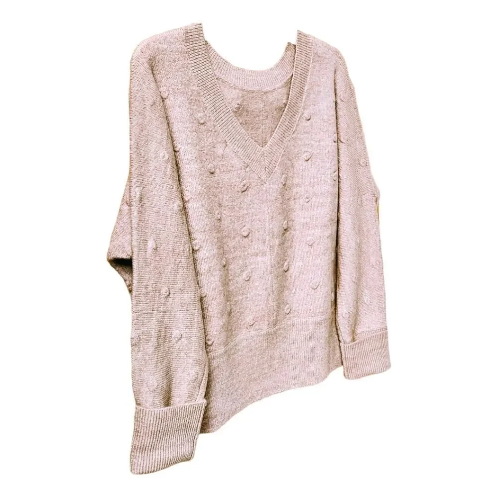 NWT WILLIAM RAST Women's V- Neck Dotted Light Pink Sweater
